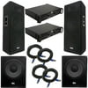 Seismic Audio Premium Dual 15" PA Speakers, 18" Enforcer Subs, 2 Amplifiers, and Cable Package - FL-155PPKG2