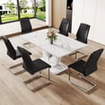 thumbnail image 3 of JUFU Set of 6 Modern Dining Chairs, Black Faux Leather with Chrome Legs, 3 of 7