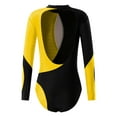 thumbnail image 2 of Zaldita Kids Girls Gymnastics Leotard Long Sleeve Shiny Rhinestone Dance Bodysuit One Piece Athletic Yellow 14, 2 of 5