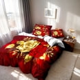 thumbnail image 3 of Orylavena 3D Gold Red Rose Microfiber Duvet Cover Set, White Back, King, 3 of 8