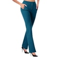thumbnail image 3 of Women's Stretchy Wide Leg Work Pants Casual Trousers with Pockets Elastic Waist Comfort Fit for Office Wear and Everyday Use,Dark Blue,2XL, 3 of 6