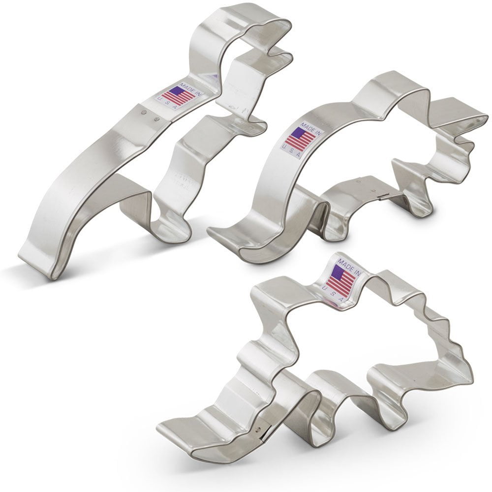 Dinosaur Cookie Cutter Set 3 Piece TRex, Triceratops, and