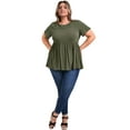 thumbnail image 2 of DARING DIVA Women's Plus Eyelet Embroidery Blouse with Ruffle Hem 4X Army Green, 2 of 5
