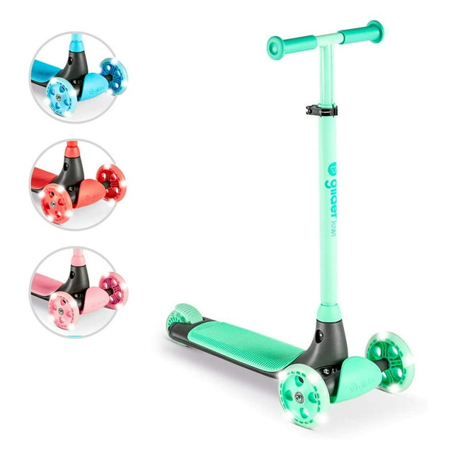 Yvolution Y Glider Kiwi / Trottinette à Trois Roues pour Enfants avec Roues à DEL pour Enfants de 3+ Ans (Vert)