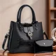 thumbnail image 2 of Bolso bandolera elegante y de moda para mujer, bolso de mano con estampado de cocodrilo, gran capacidad, bolso de hombro a juego para uso diario, 2 of 4