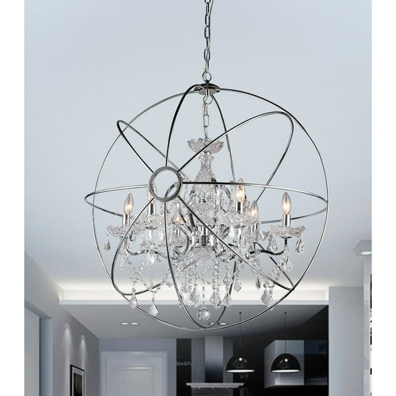 Warehouse of Tiffany RL6806B-32CH Saturn 7 in. 6-Light Indoor Bronze Finish Chandelier with Light Kit