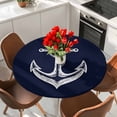 thumbnail image 2 of Coastal Anchor Round Fitted Table Cover Nautical Knot Dark Blue Waterproof Table Cloth with Elastic Edge Wipeable Tablecloth for Picnic Camping Party Fits 45"-54" Diameter, 2 of 8