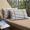 thumbnail image 2 of Sunbrella  Striped Blue and Coral Orange Indoor/ Outdoor Lumbar Pillows (Set of 2) 12 in L x 18 in W, 2 of 5