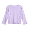 thumbnail image 4 of Ruyang Kids Cute Ruffle Shirt Girls Long Sleeve Crewnck Base Layer Tops Plain Soft Cotton Casual Athletic Tshirt, 4 of 4