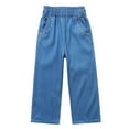 thumbnail image 2 of SGFCWSX Girls Wide Leg Jeans for School Kids Baggy Denim Pants with Pockets Casual Pant Dark Blue Size 7 Years, 2 of 5