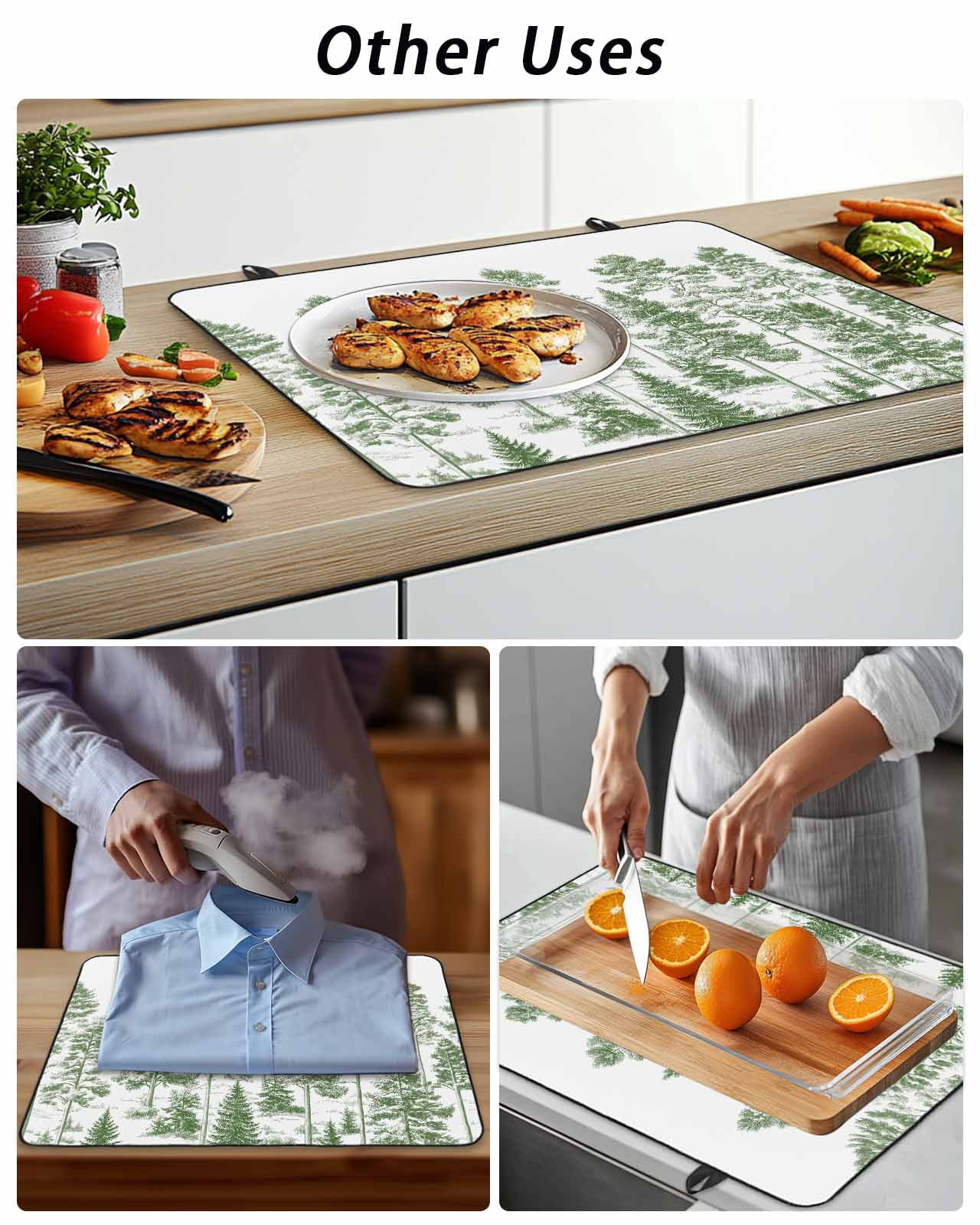 Stove Top Covers for Electric Stove, Green Pine Tree Glass Stovetop Cover Protector, Vintage Watercolor Botanical Induction Cooktop Protector Oven Mat for Kitchen Countertop 24"x21"