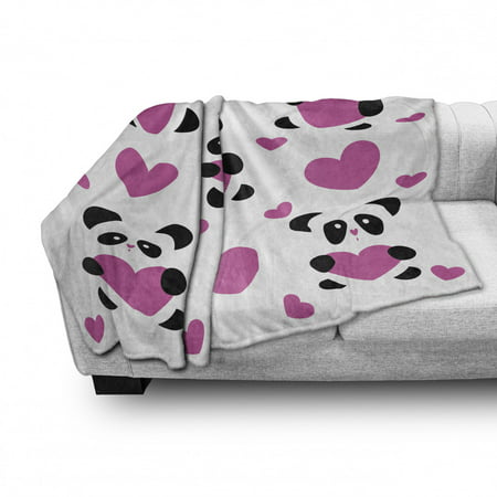 Love Soft Flannel Fleece Throw Blanket, Day of Love Pandas and 