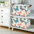 thumbnail image 2 of Yayeee Foldable Storage Basket for Shelves with Handles Waterproof Cloth Bins, Green Butterflies, 2 of 7