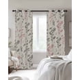 thumbnail image 4 of Pink Grey Botanical Kitchen Curtains Rustic Country Spring Floral Summer Leaf Cafe Short Curtains for Bathroom Blackout Window Curtain Small Window Treatment Drapes for Bedroom Living Room 52"x45"x2, 4 of 9