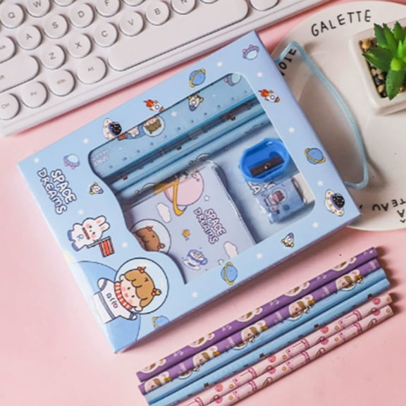 Stationery Gift Boxes Set,Six-Piece Fully Functional Stationery Gift Set,Gift for Relatives, Friends 7.09*5.51IN Blue