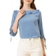 thumbnail image 1 of Blusa de verano con puntos polka para mujer, con cuello rizado y media manga, XL, azul polvo, 1 of 6