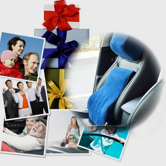 Lumbar Support Pillow, Memory Foam Back Cushion Orthopedic Backrest for Car Seat, Office Chair, Computer Chair, Wheelchair and Recliner - Blue