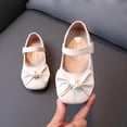thumbnail image 2 of Xfvqtps Girls Mary Jane Shoes Bowknot Flat Soft Sole Hook and Loop Strap Close Square Toe Solid Color Casual Dressy Princess Shoes, 2 of 5