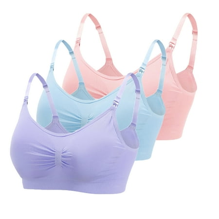 

Baywell 3 Pack Nursing Bra for Breastfeeding Wirefree Maternity Bras Push Up Seamless Pregnancy Bralette Underwear Adjustable Shoulder Strap Wireless Sleep Bra with Removable Pads