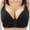 Black, variant on Lolmot Front Closure Bras for Women Sexy Plus Size Solid Color Wirefree Non-Magnetic Buckle Underwear Brasp
