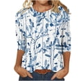 thumbnail image 2 of CHUANK Blouses pour Femmes Grande Taille Mode pour Femmes T-shirt Imprimé Ample Mi-Long Manches 3/4 Col Rond Hauts Décontractés, 2 of 5