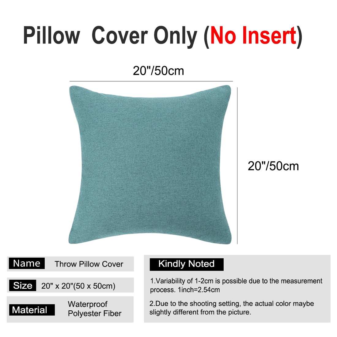 Unique Bargains 2-Pack Solid Waterproof Decorative Throw Pillow Covers Green 20" x 20"