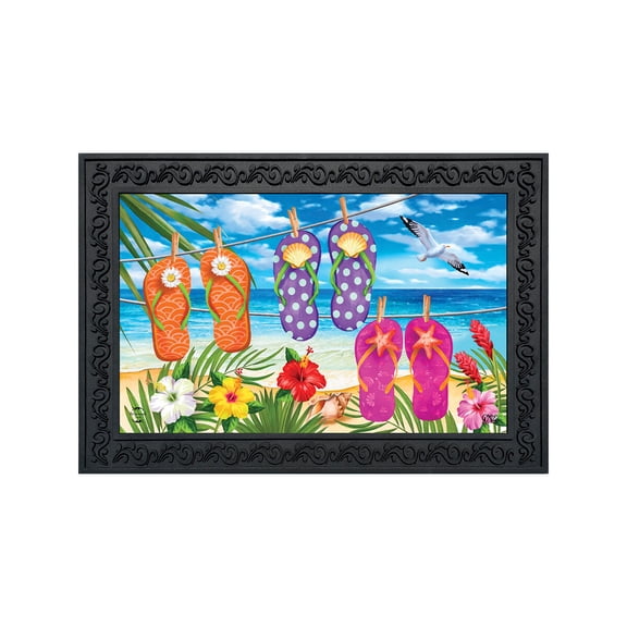 Briarwood Lane Summer Doormat 30x18 Indoor Outdoor Hanging Flip Flops For Summer Doormat