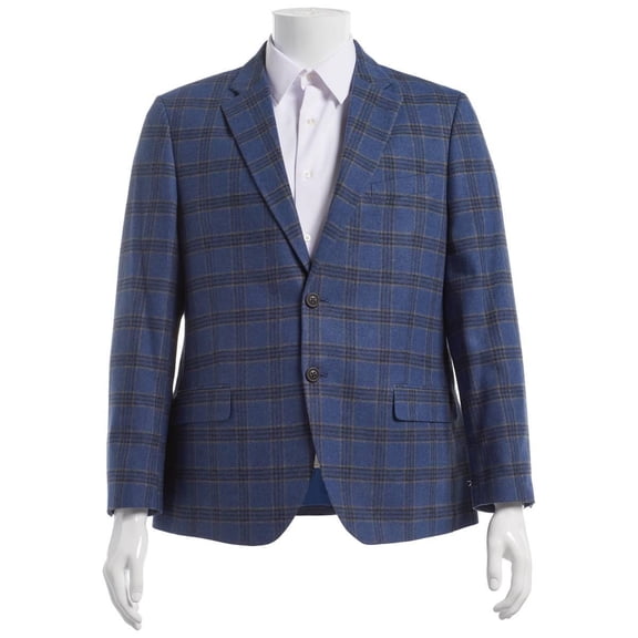 Nautica Mens fit Wool Sport Coat Blazer 50 R Blue Plaid