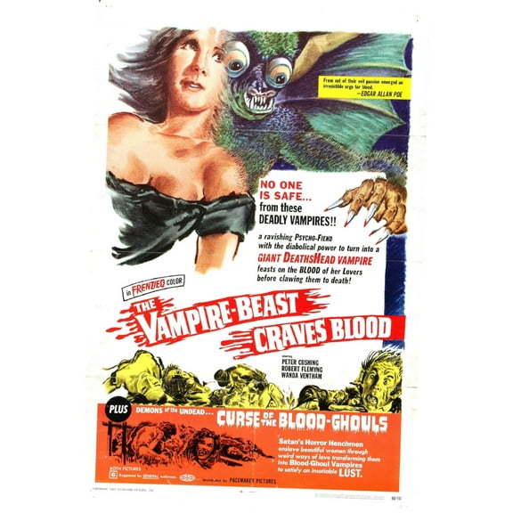 Vampire Beast Craves Blood The Movie Poster 12x16 Print on Metal Sign 12in x 16in Square Adults AB Posters