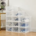thumbnail image 2 of 12 Pack Clear Stackable Shoe Boxes, Foldable Plastic Shoe Storage Organizer with Lid, Interlocking Shoe Rack for Closet, Space Saving Shoe Containers, 13.2"x9.25"x5.71", White, 2 of 8