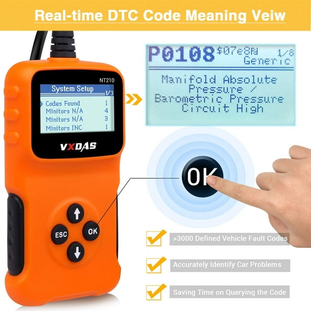VXDAS OBD2 Scanner, NT210 Enhanced OBD II Auto Code Reader Check Engine  Light CAN Car Diagnostic Scan Tool 2020 