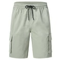 thumbnail image 2 of Satankud Mens Casual Cargo Shorts Classic Drawstring Stretch Hiking Beach Shorts Twill Chino Short with 6 Pockets Grey green Size 40, 2 of 8