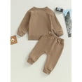 thumbnail image 2 of Zehjuhan Infant Baby Boy Solid Color Sweatshirt Top+Casual Pants Set 2PCS Fall Winter Outfits, 2 of 5