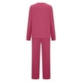 thumbnail image 5 of Scyoekwg Women's 2 Piece Sweater Set Tracksuit Round Neck Side Split Long Sleeve Tops Pullover Wide Leg Pants Casual Workout Athletic Matching Two Piece Sweatsuits (Hot Pink,XXXXL), 5 of 6