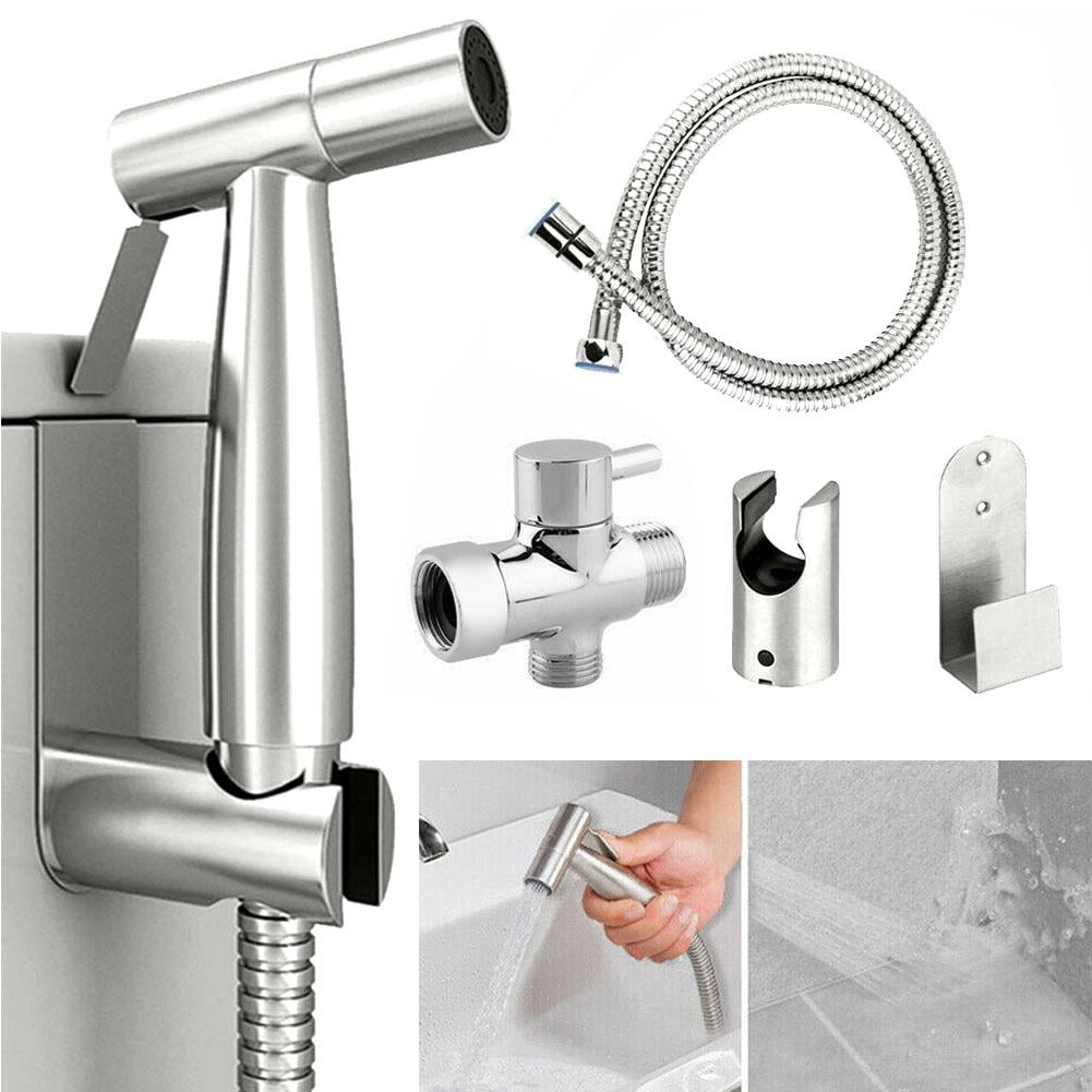 Sanheshun Hand Held Bidet Sprayer Stainless Douche Shattaf Shower Head Hose Kit Toilet Cleaner UNS7/8