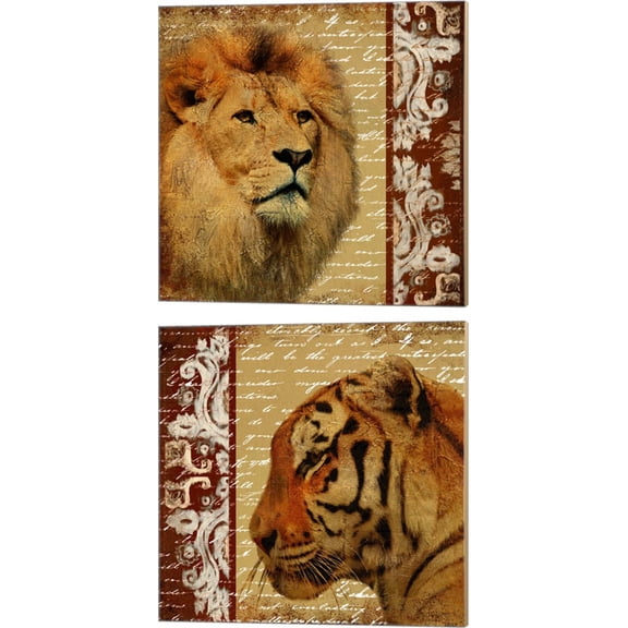 Great Art Now Safari Script by Patricia Pinto 2 Piece Canvas Art Set Each 14W x 14H