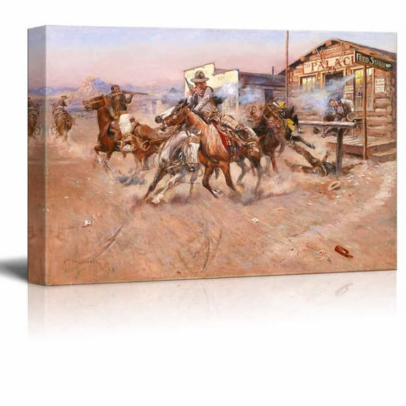 wall26 Smoke by Charles Marion Russell - Canvas Print Wall Art Famous Painting Reproduction - 32" x 48"