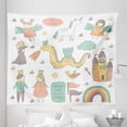 thumbnail image 1 of Fantasy Tapestry, Doodle Style Dragon Fairies Royalty and Wizard Middle Ages Heroic Elements, Fabric Wall Hanging Decor for Bedroom Living Room Dorm, 5 Sizes, Multicolor, by Ambesonne, 1 of 1