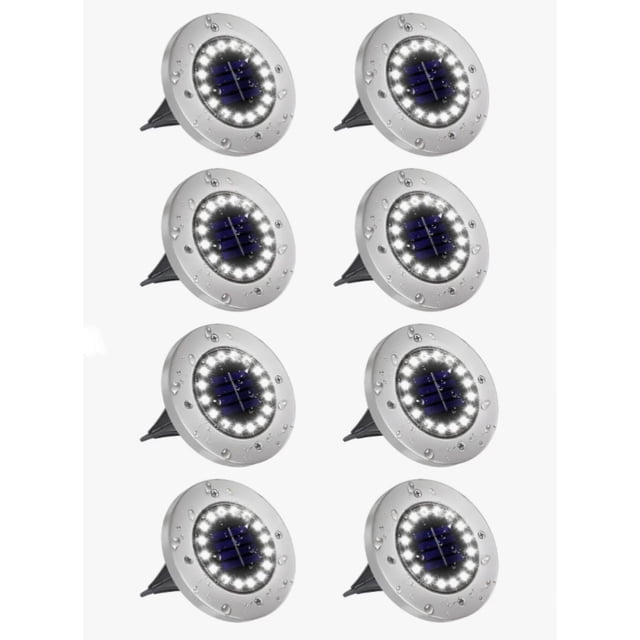 Pack 8 Lámparas Solares Jardín Exteriores LED 16 Luces Blanco