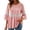 Pink, variant on Women's Lace Patchwork Blouse, Round Neck 3/4 Flare Sleeve Top, Loose Fit Casual Feminine Shirt Pink Xl