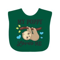 Inktastic My Poppy Loves Me with Sloth and Hearts Boys or Girls Baby Bib
