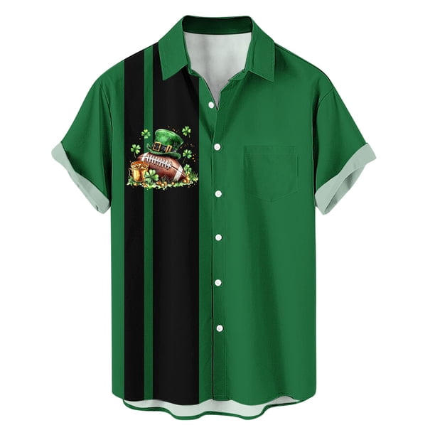 Mens Casual de Manga Corta Botón Abajo Camisas Turndown Cuello Impreso Blusa de Verano Superior, Pantalones para Hombres Cortos