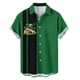 thumbnail image 2 of Ceisia Men's Summer St. Patrick's Day Casual Loose Fit Short Sleeve Turndown Collar Shirt Green Black Stripe Football Print 4-Way Stretch Fabric Coffee XL Gifts, 2 of 6