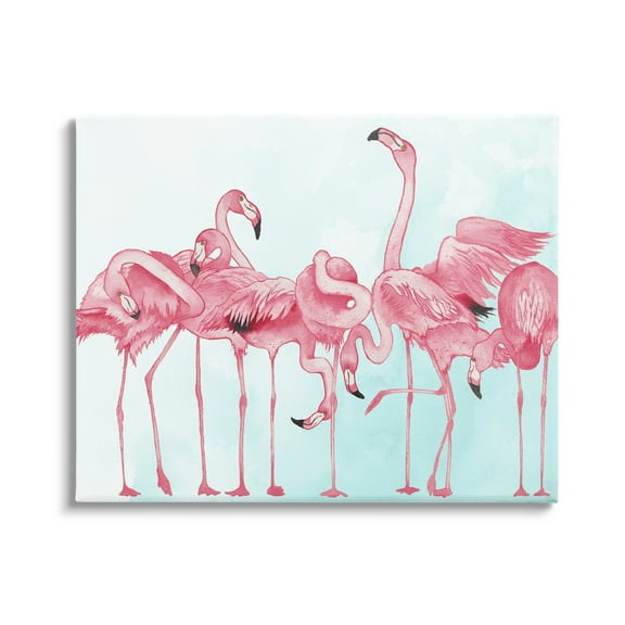 Stupell Bold Pink Flamingo Flock Animals & Insects Painting Gallery Wrapped Canvas Print Wall Art