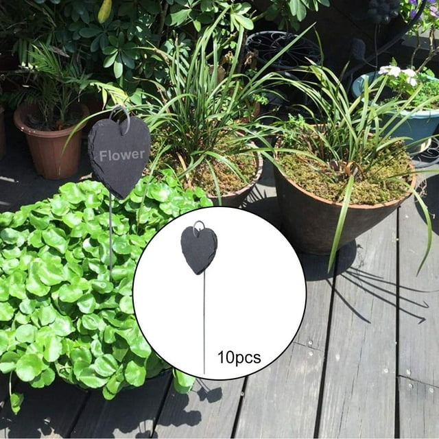 Etiquetas reutilizables para pntas, paquete etiquetas colgantes de pizarra para colgar en apariencia de barra de material acero inoxidable corazón CUTICAT Etiquetas de plantas