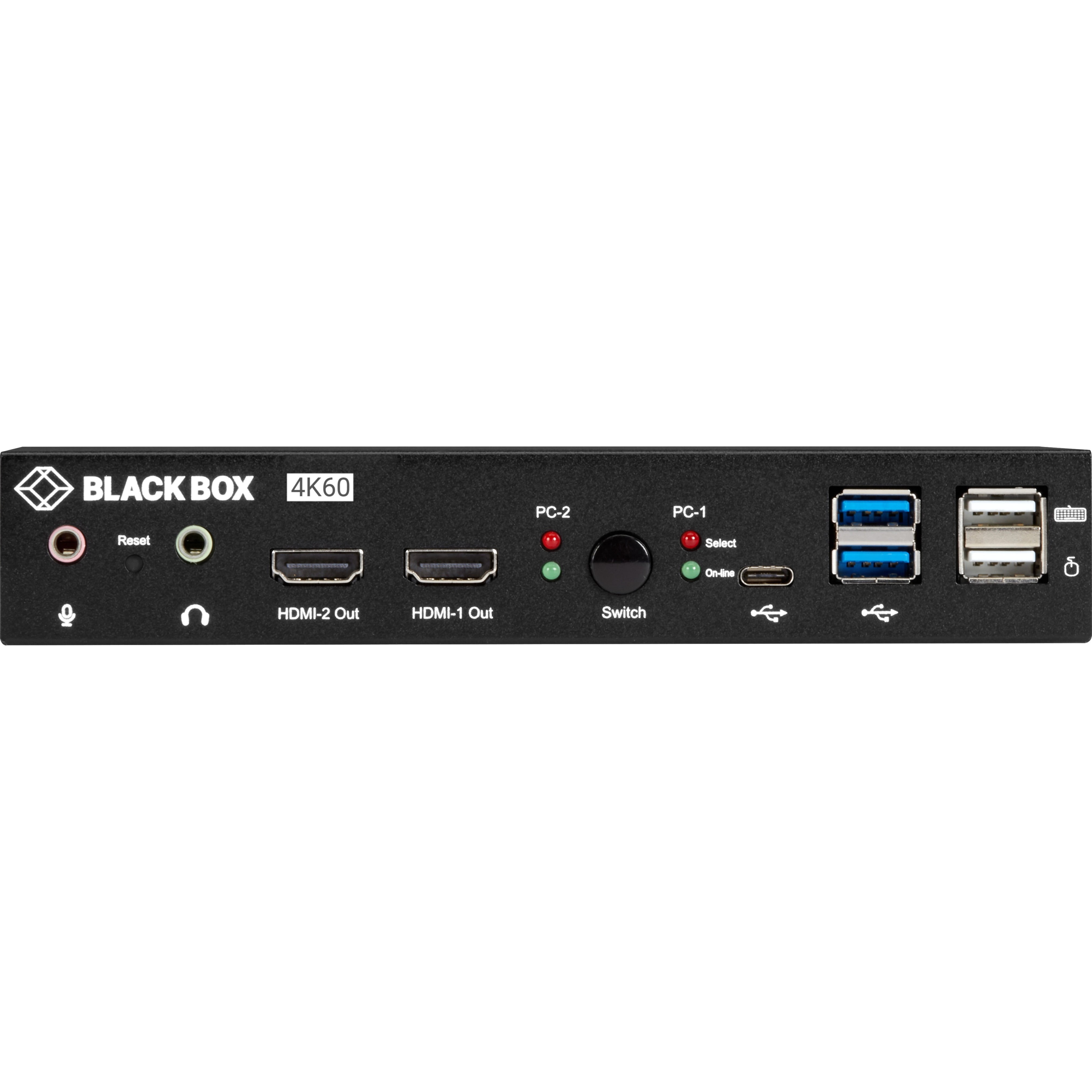 Black Box KVD200-2H KVM Switch Dual Monitor - UHD 4K 60, Dual-Head, HDMI, USB 3.2 Gen 1, USB Type C, Audio, 2-Port