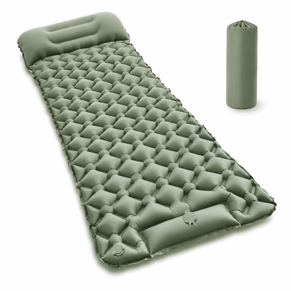 Camping Sleeping Pad, Ultra-Lightweight Camping Mattress with Built-In Pump & Pillow, Outdoor Inflatable Portable Camping Mat for Camping Backpacking Hiking Traveling Tent
