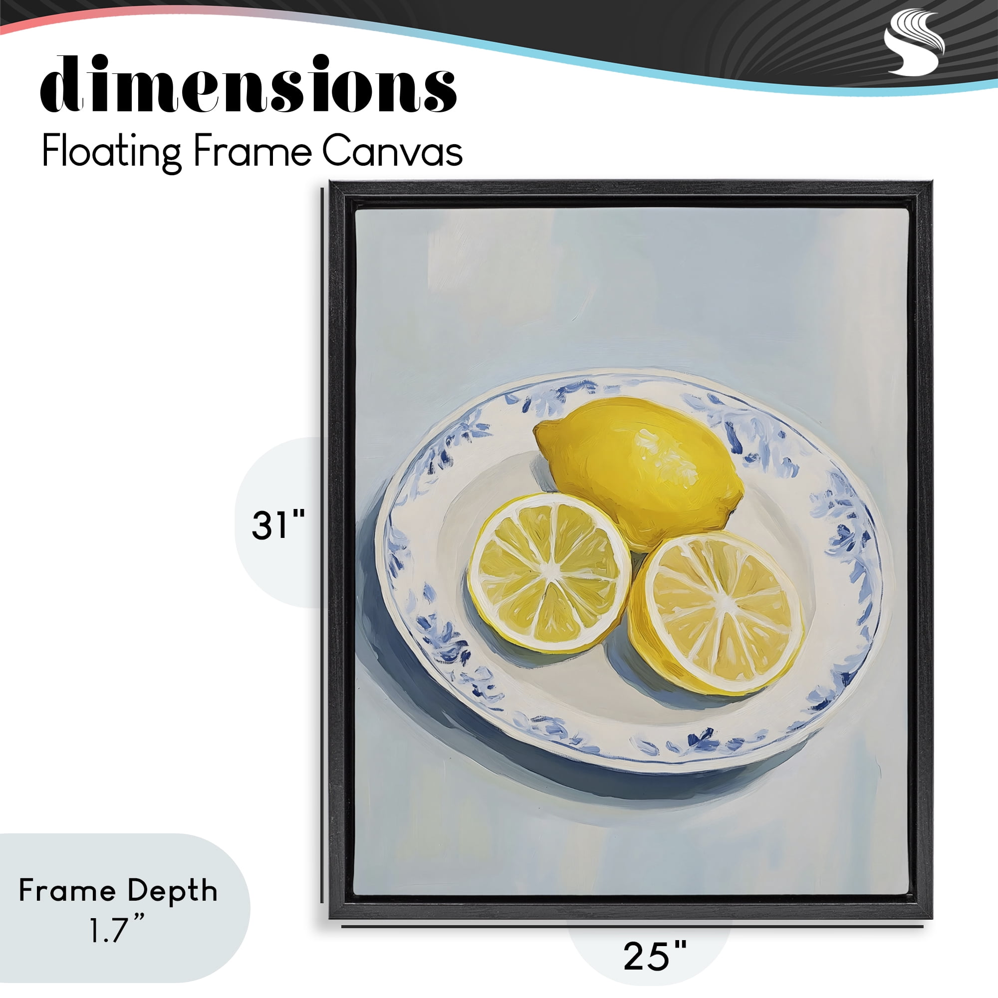 Stupell Industries Plate of Juicy Lemons Black Framed Floater Canvas Wall Art, design by The Prints Vibe