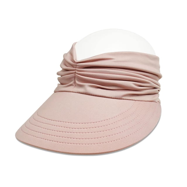 Chapeau de Soleil Femme, Visière de Plage Protection UV avec Grand Bord pour Sports Plage Golf Randonnée, Rose