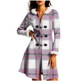 thumbnail image 2 of Coats for Women Long Sleeve Hooded Christmas Plaid Color Button Loose Casual Jacket,Womens Coats Plus Size Pink XXL, 2 of 6